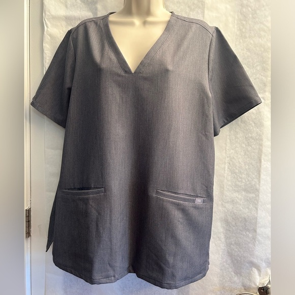 Figs Gray Technical Collection V-Neck Short Sleeve Scrub Top classic fitSz-XL Z6 - Picture 3 of 12